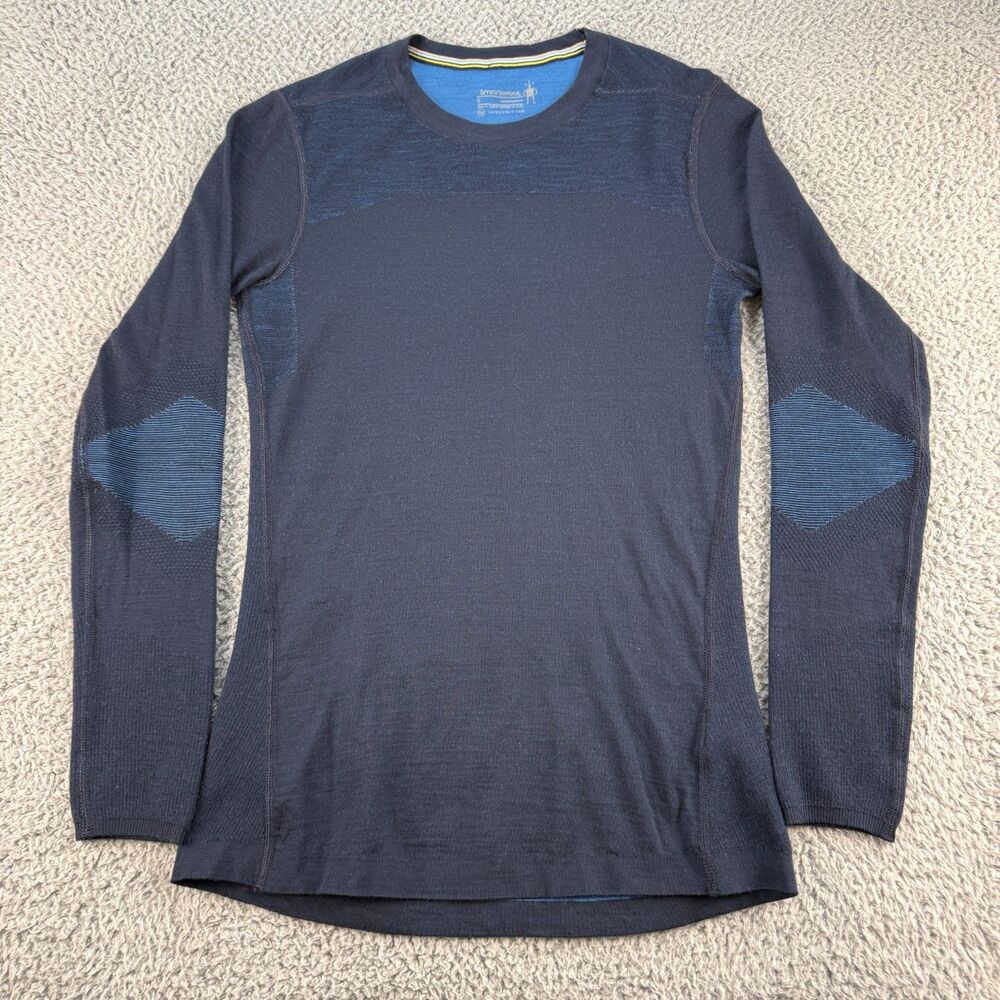 Smartwool Intraknit Thermal Merino Wool Crew Men’s Small Long Sleeve Shirt Navy